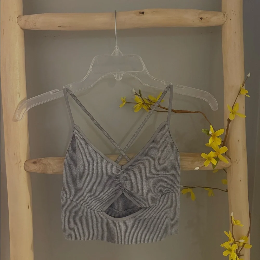 FP Movement Gray Ribbed Bralette - Picture 1 of 2